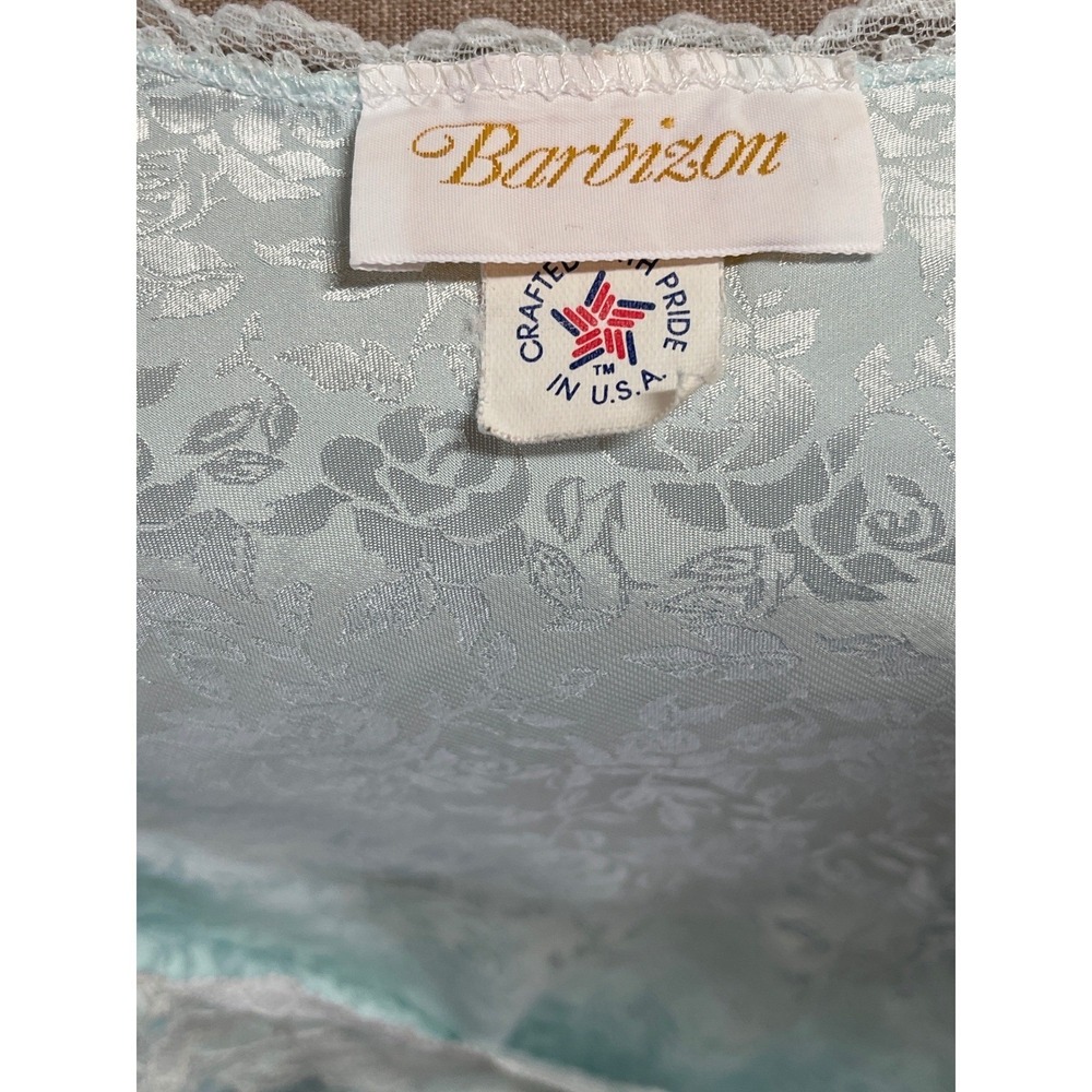 Barbizon Baby Blue Floral Lace Trim Slip Chemise Nightgown vintage babydoll - Picture 6 of 7